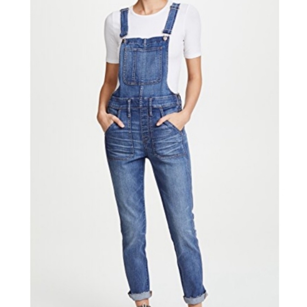 Madewell Skinny Denim Raw Hem Overalls Kemp Jerry Wash Streetwear Womens Size S
